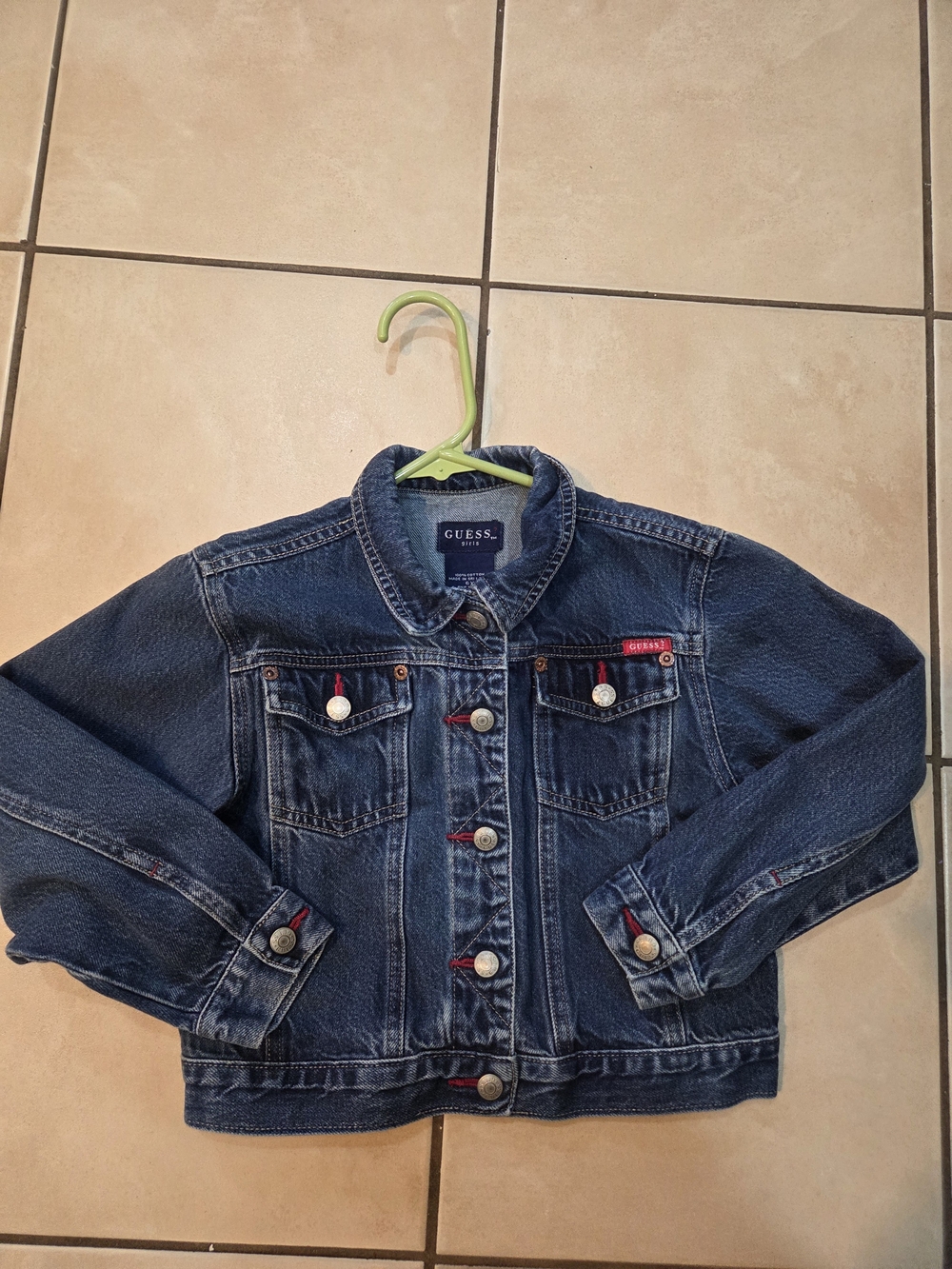 GUESS Kids Navy Blue Denim Jacket with Red Accents
